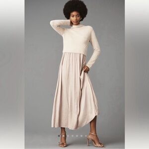 NWT-Anthropologie Thea Long-Sleeve Eyelash Twofer Sweater Dress